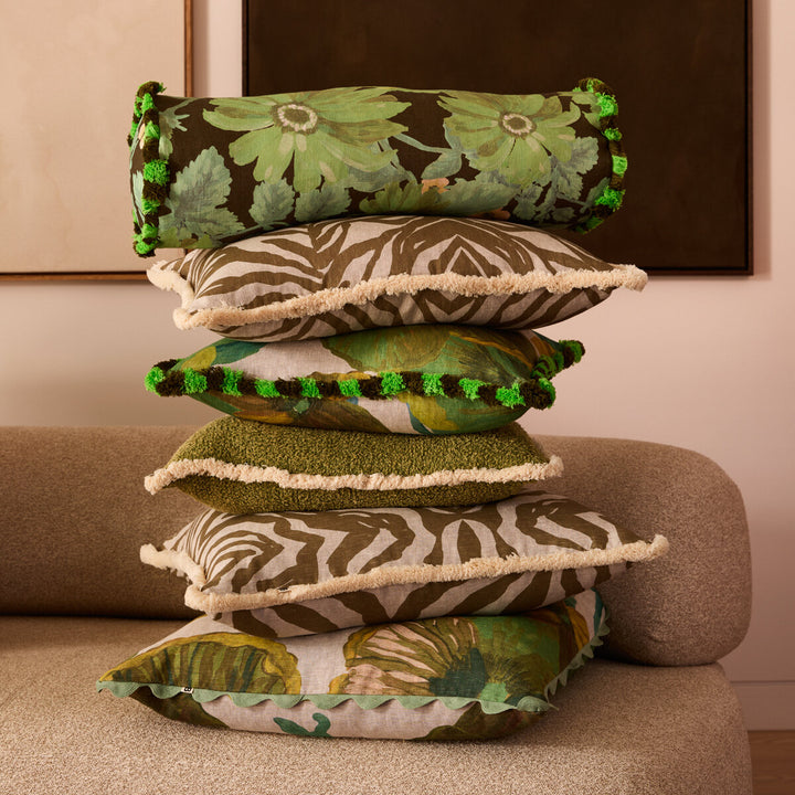Bonnie & Neil Wild Pansy Verde Cushion 60cm