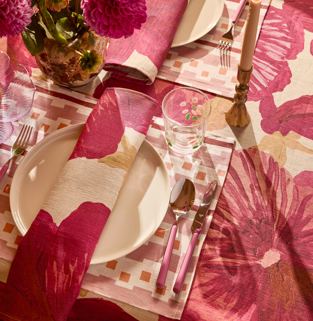 Bonnie & Neil Wild Pansy Pink Tablecloth