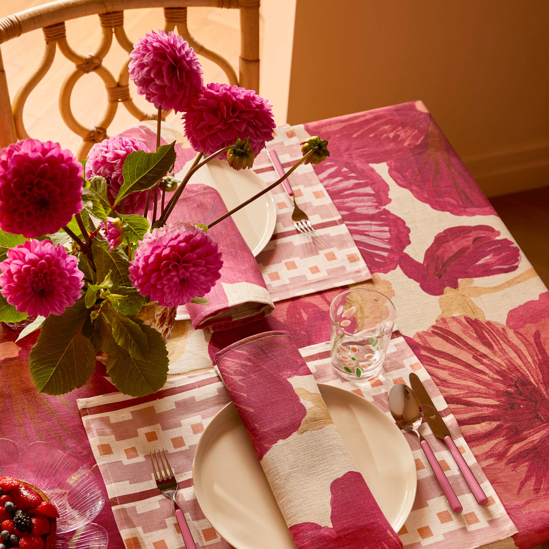 Bonnie & Neil Wild Pansy Pink Tablecloth