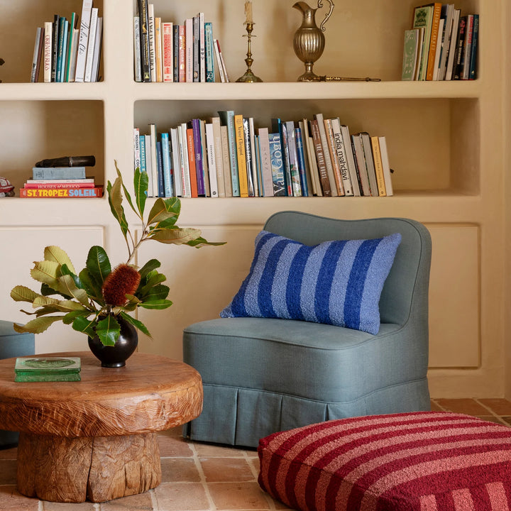 Bonnie & Neil Boucle Stripe Blue Cushion 60x40cm