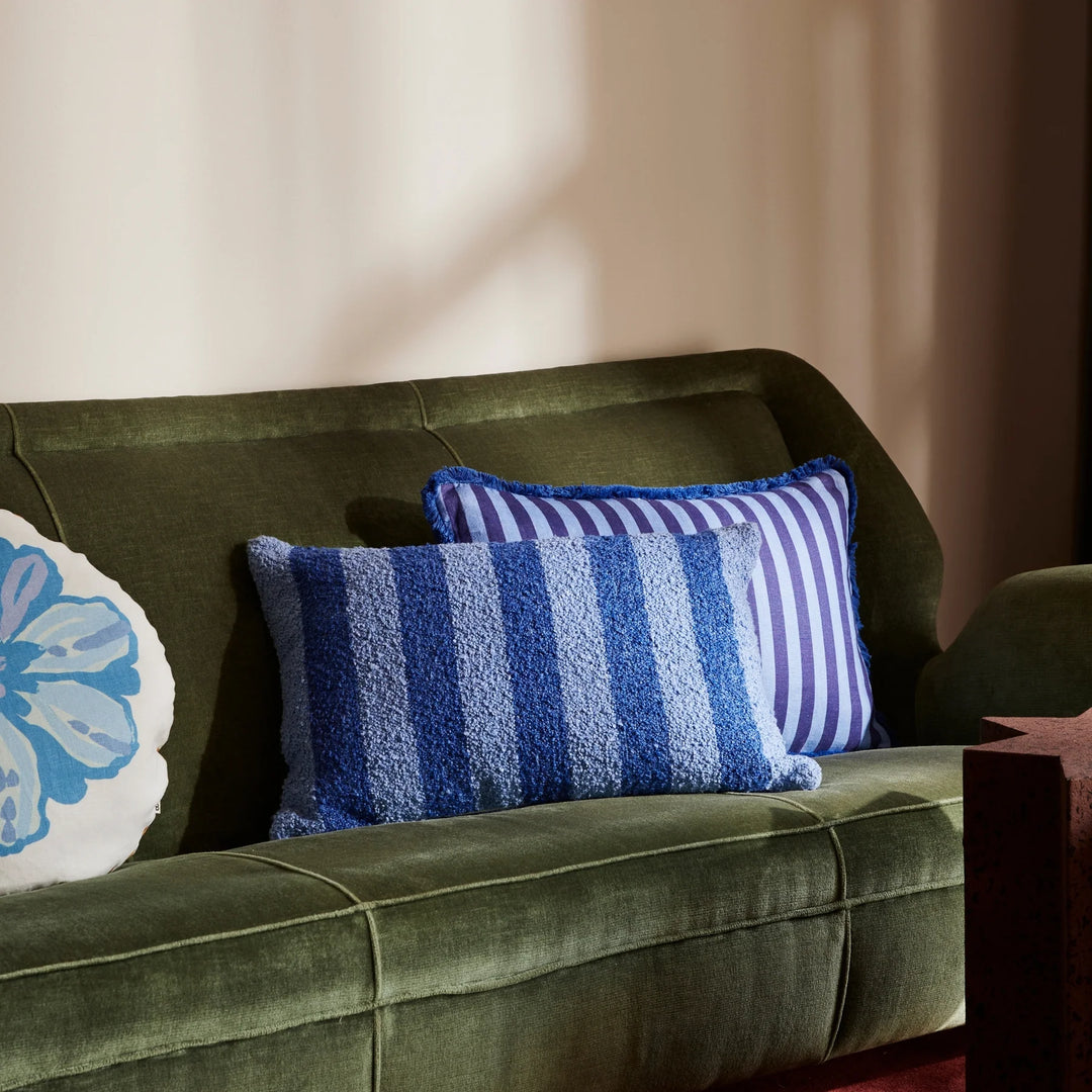 Bonnie & Neil Boucle Stripe Blue Cushion 60x40cm
