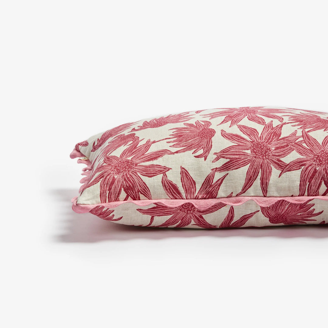 Bonnie & Neil Flannel Flower Pink Cushion 60x40cm