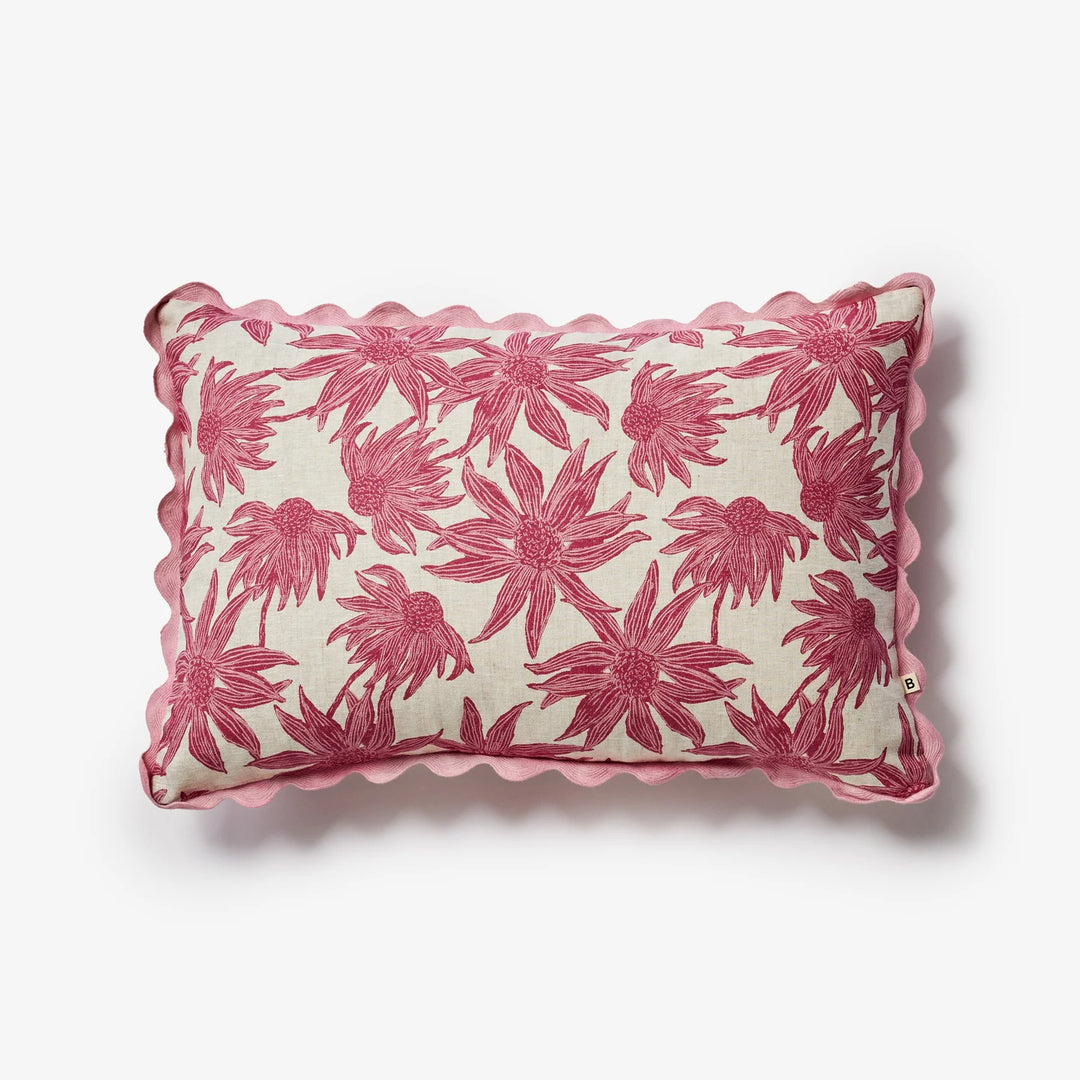 Bonnie & Neil Flannel Flower Pink Cushion 60x40cm