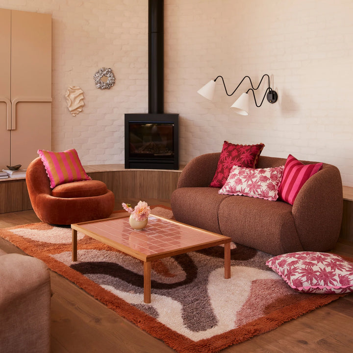 Bonnie & Neil Flannel Flower Pink Cushion 60x40cm