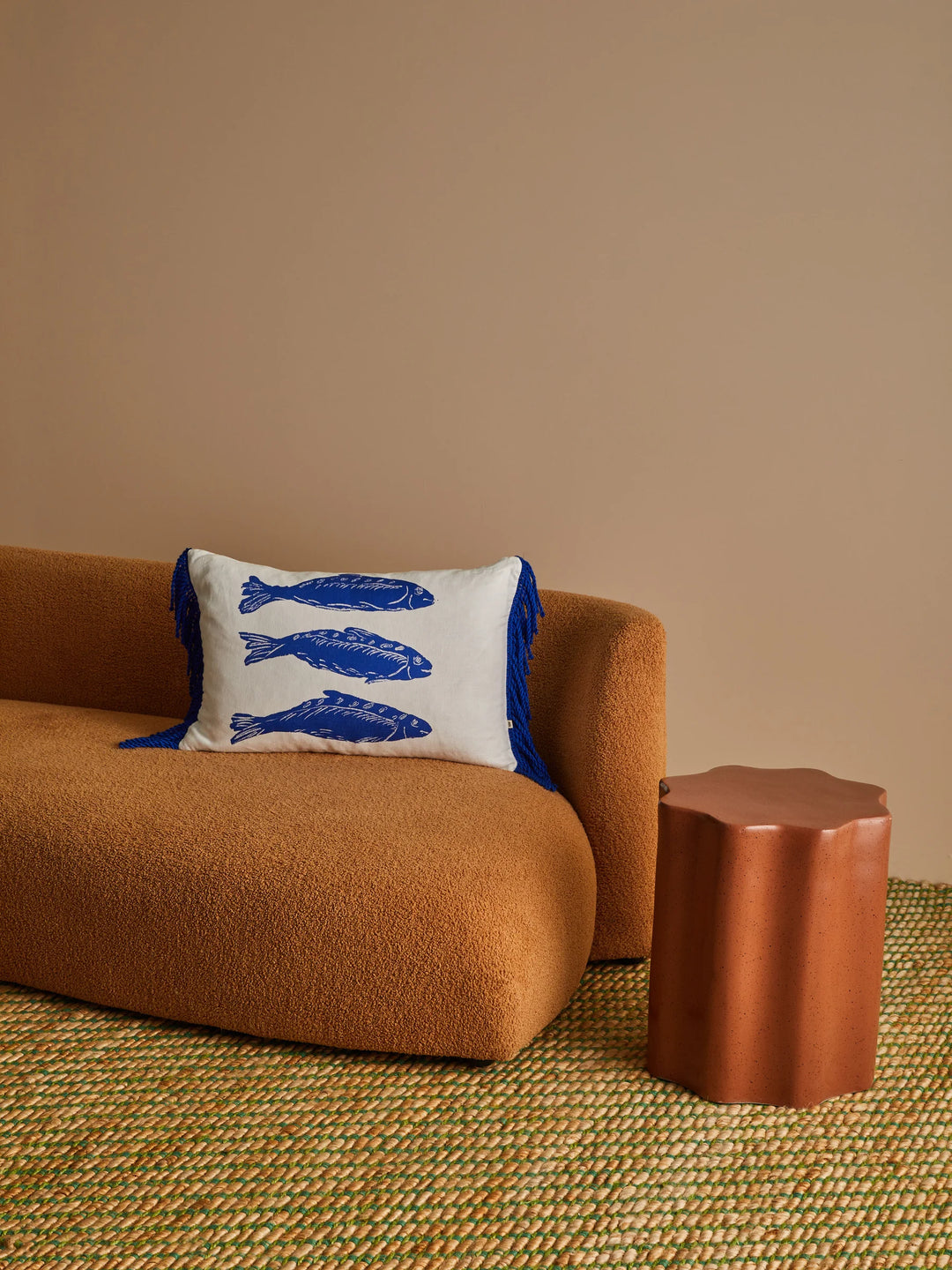 Bonnie & Neil Sardines Blue Linen Cushion 60x40cm