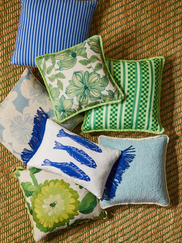 Bonnie & Neil Sardines Blue Linen Cushion 60x40cm