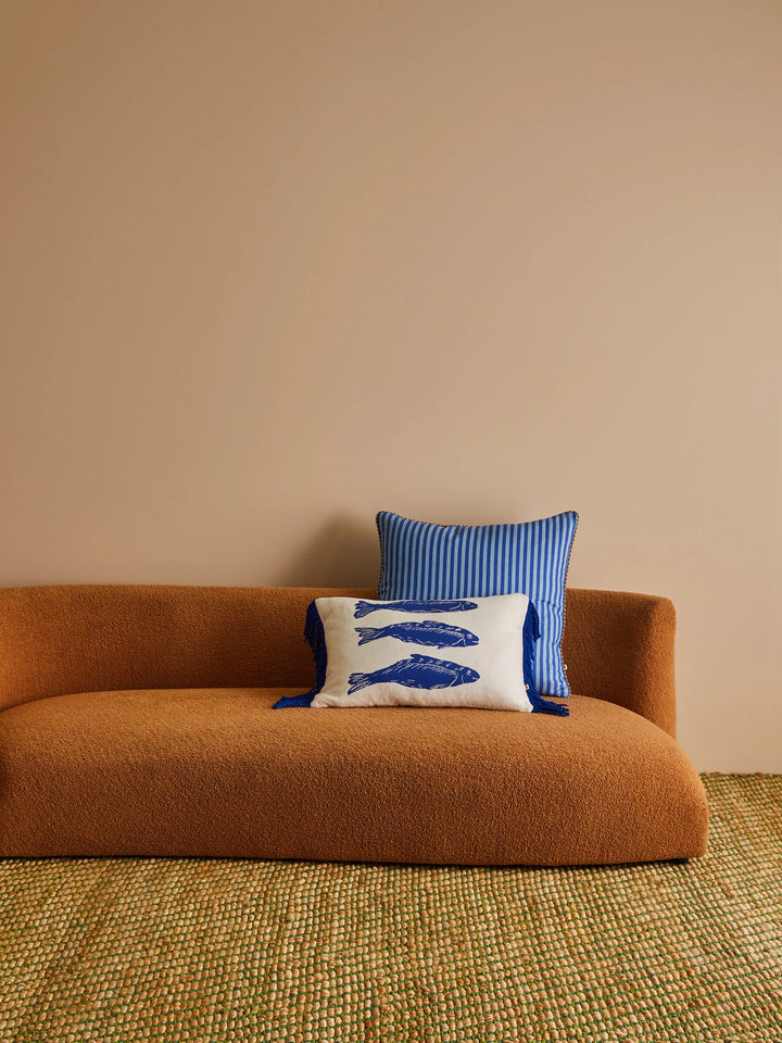Bonnie & Neil Sardines Blue Linen Cushion 60x40cm