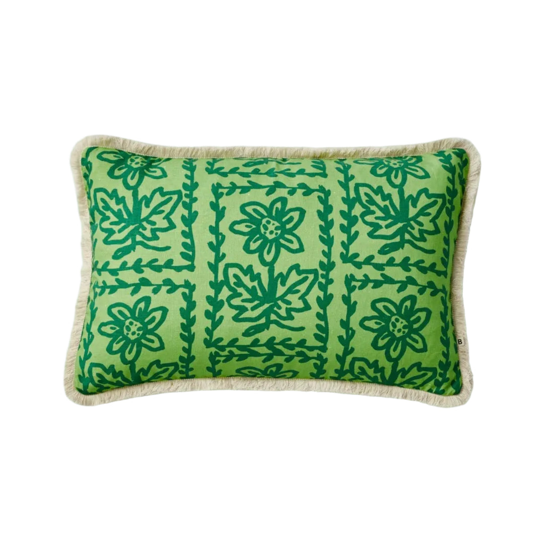 Bonnie & Neil Daisy Verde Linen Cushion 60x40cm