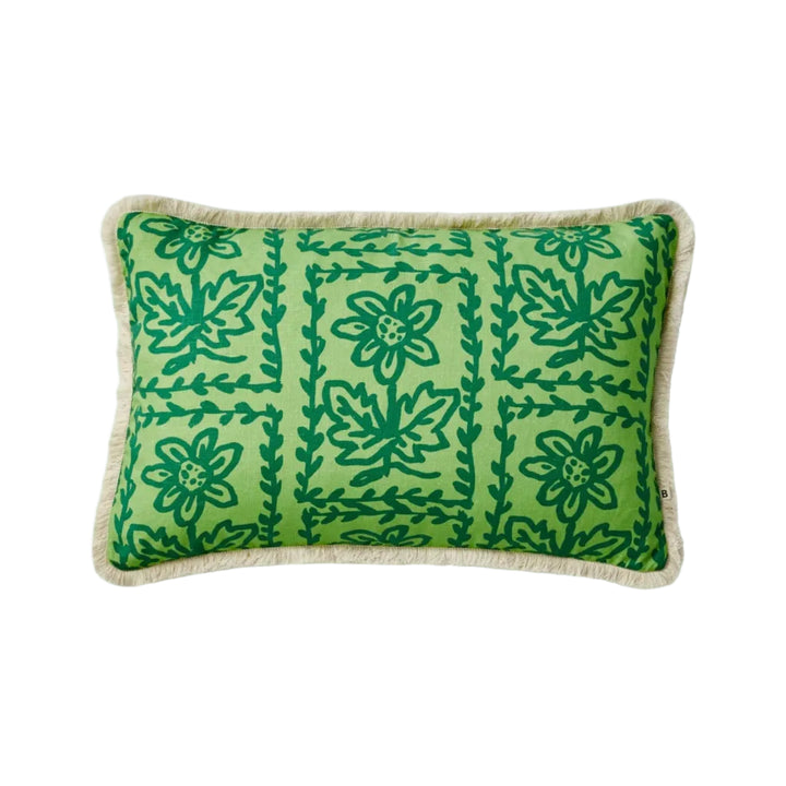 Bonnie & Neil Daisy Verde Linen Cushion 60x40cm