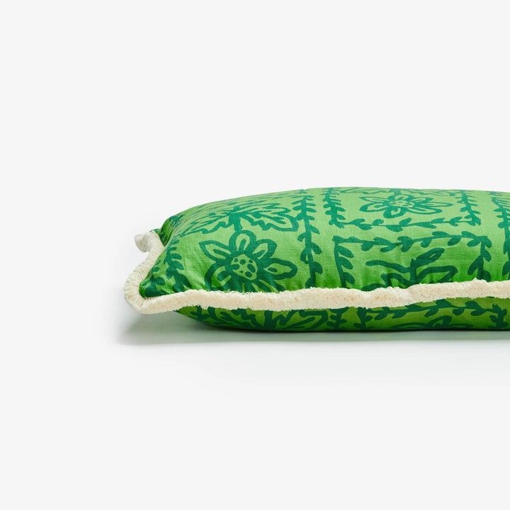 Bonnie & Neil Daisy Verde Linen Cushion 60x40cm