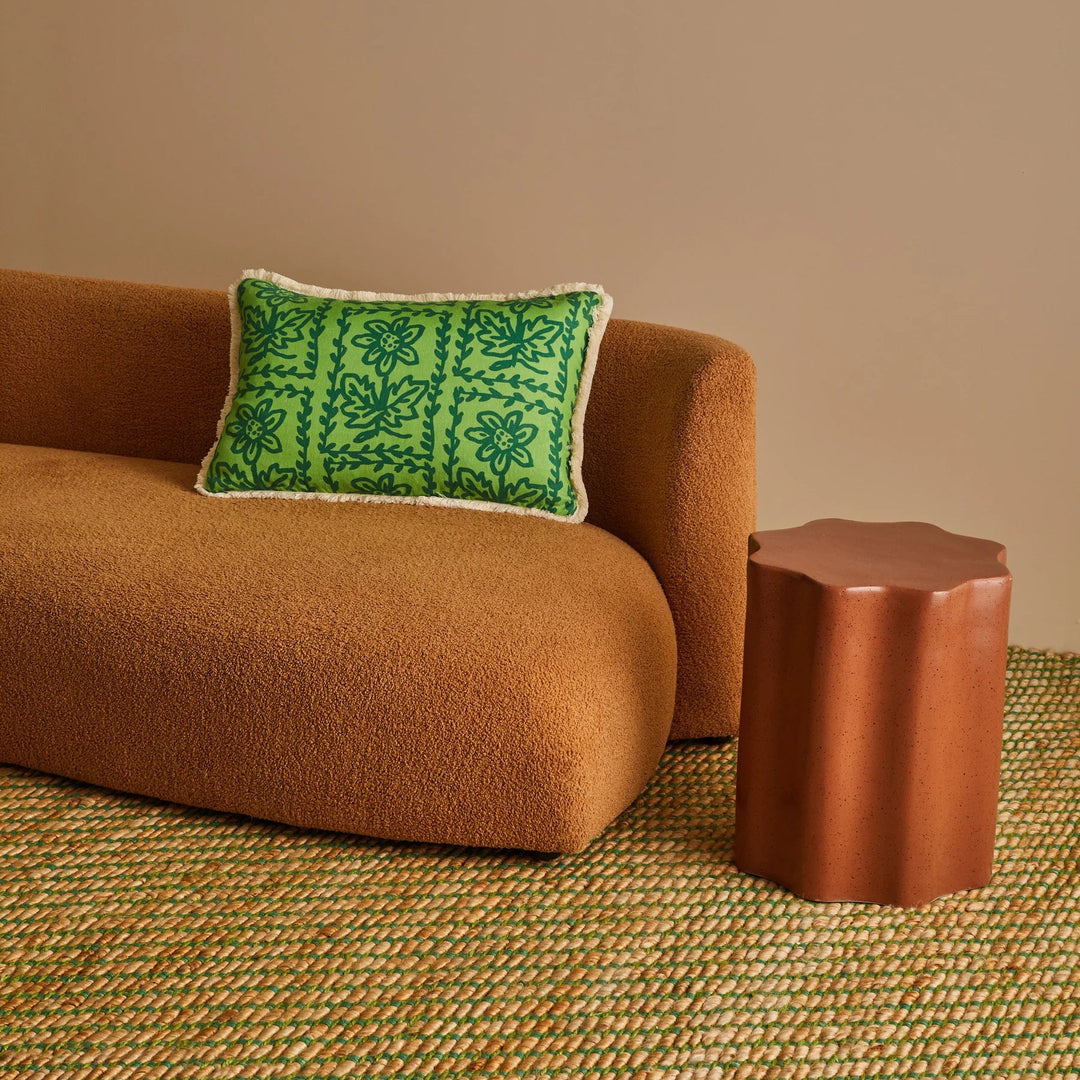Bonnie & Neil Daisy Verde Linen Cushion 60x40cm