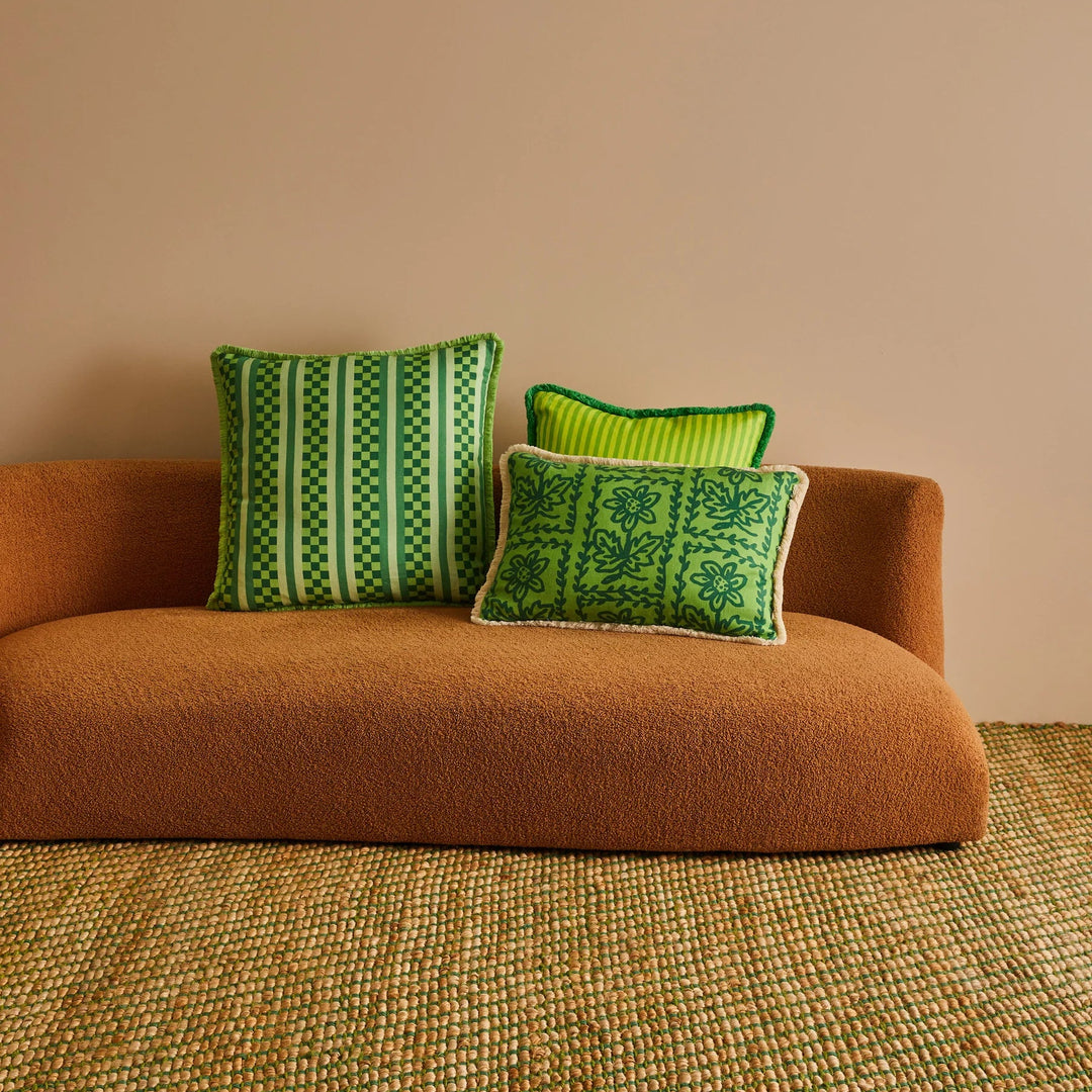 Bonnie & Neil Daisy Verde Linen Cushion 60x40cm