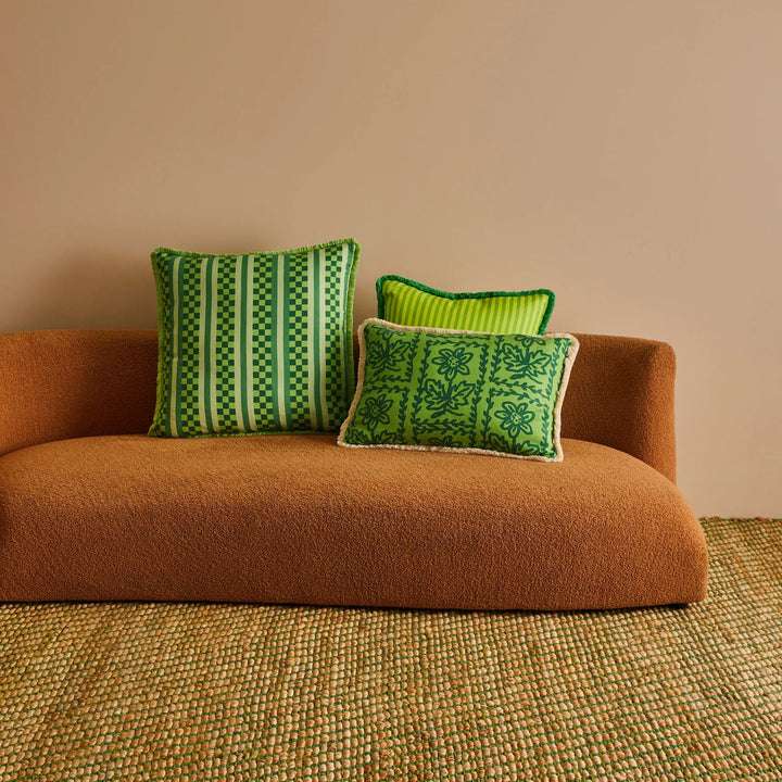 Bonnie & Neil Daisy Verde Linen Cushion 60x40cm