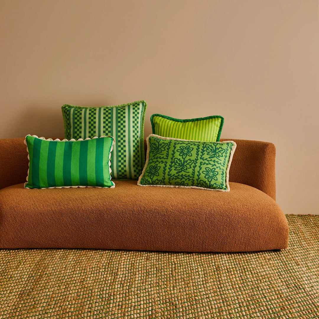 Bonnie & Neil Daisy Verde Linen Cushion 60x40cm