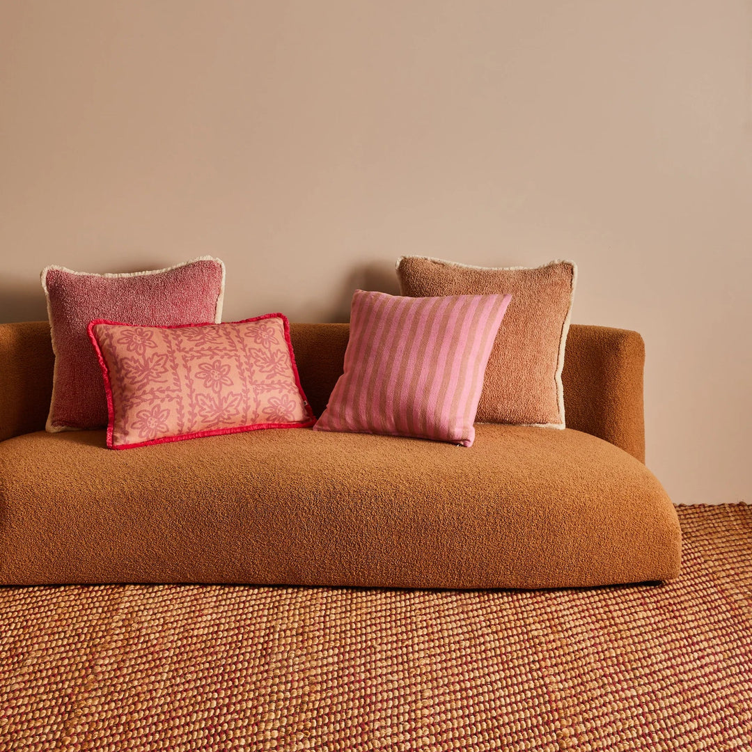 Bonnie & Neil Daisy Peach Linen Cushion 60x40cm