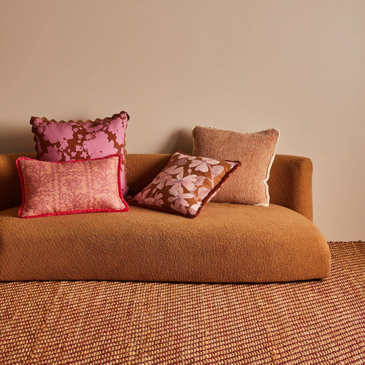 Bonnie & Neil Daisy Peach Linen Cushion 60x40cm