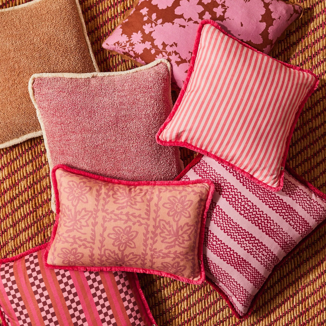 Bonnie & Neil Daisy Peach Linen Cushion 60x40cm