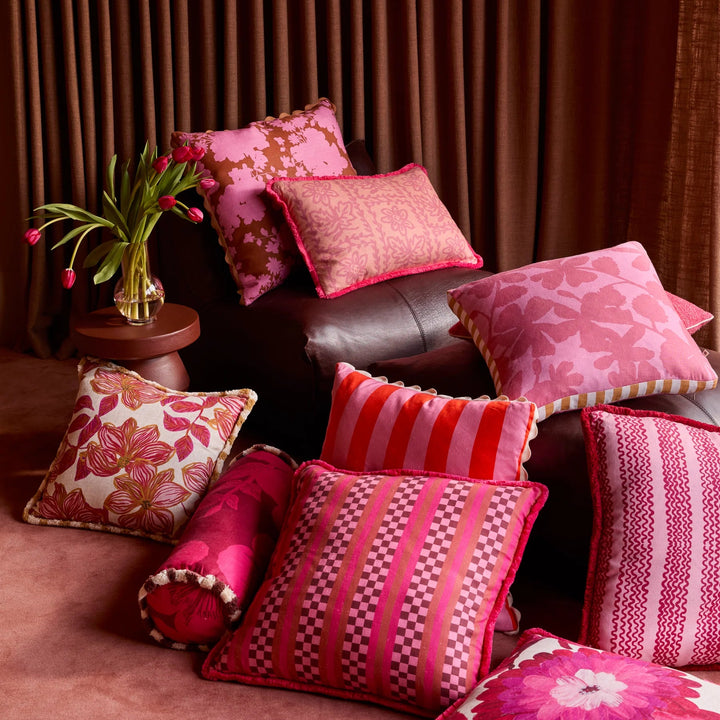 Bonnie & Neil Daisy Peach Linen Cushion 60x40cm