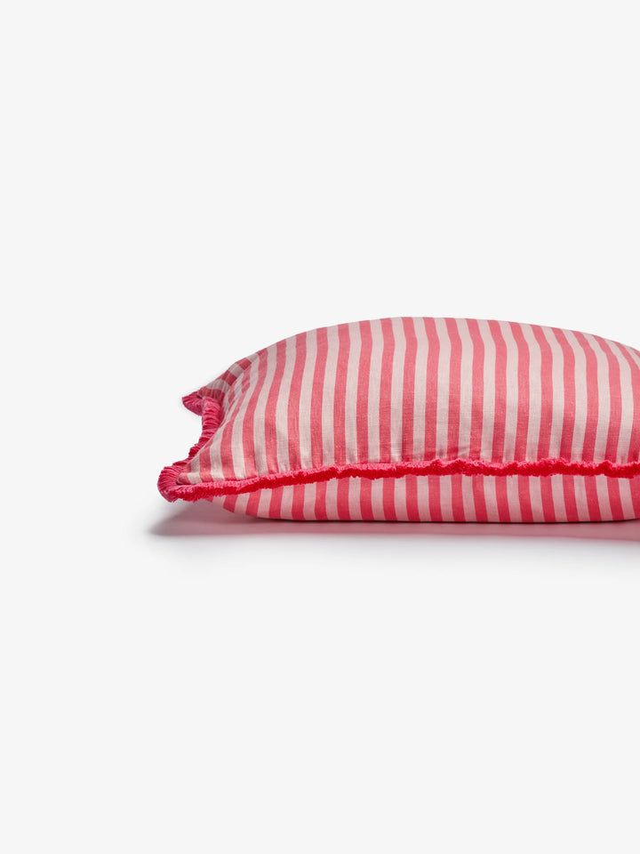 Bonnie & Neil Pinstripe Rose Linen Cushion 50cm