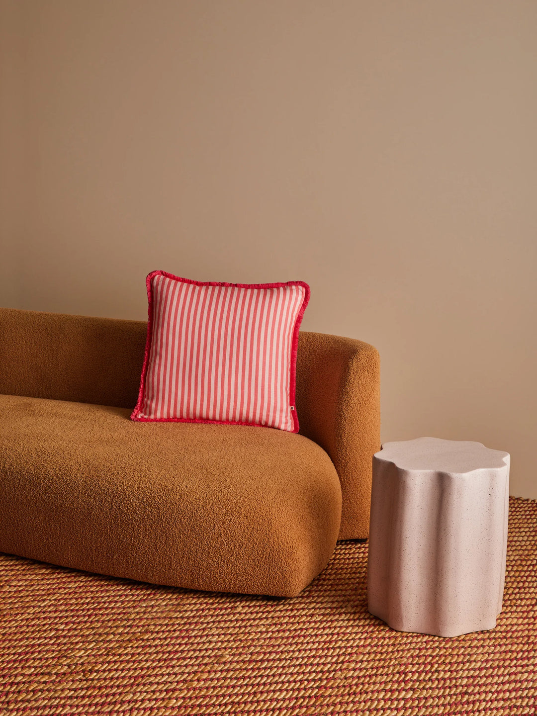 Bonnie & Neil Pinstripe Rose Linen Cushion 50cm