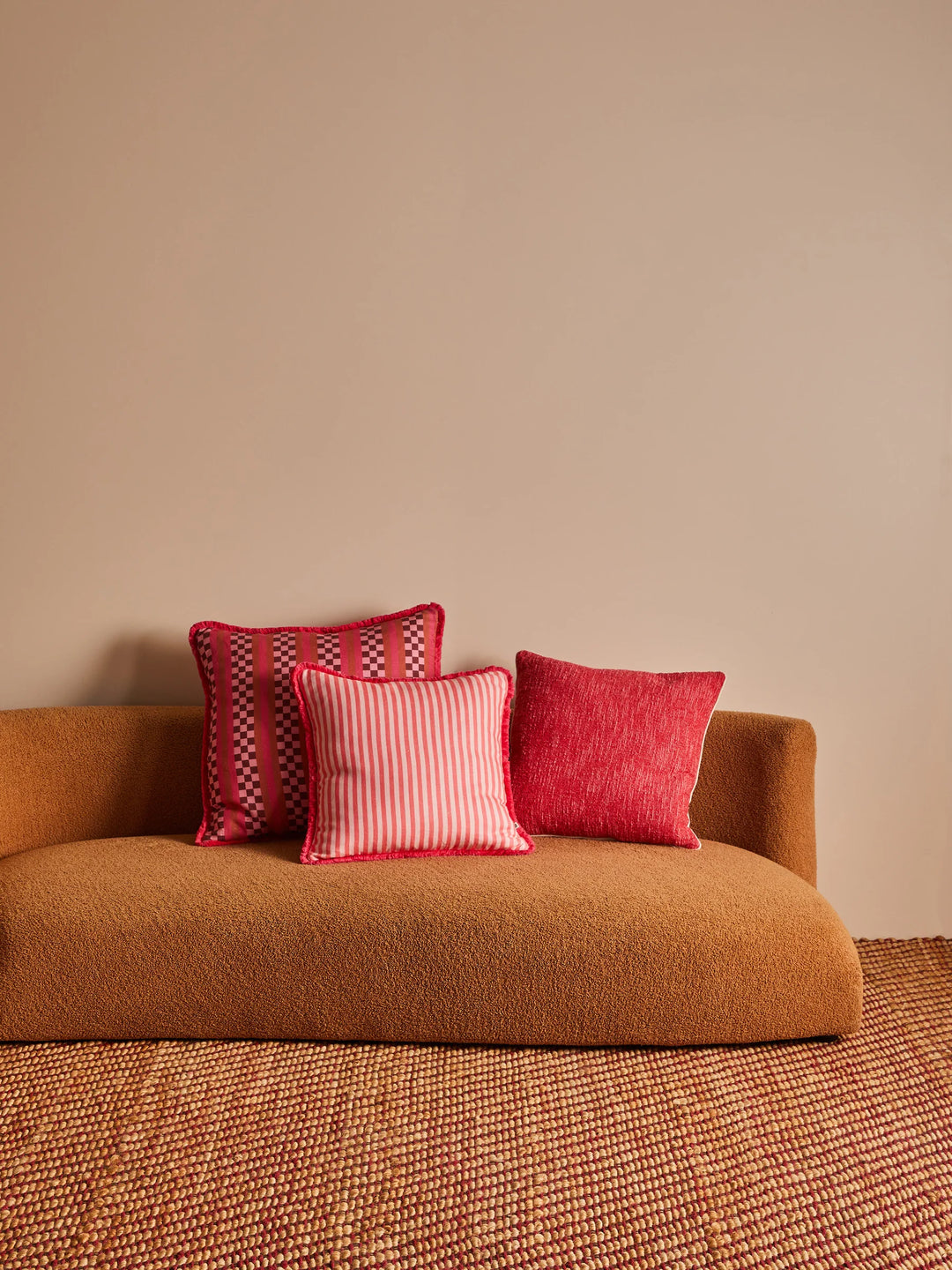 Bonnie & Neil Pinstripe Rose Linen Cushion 50cm