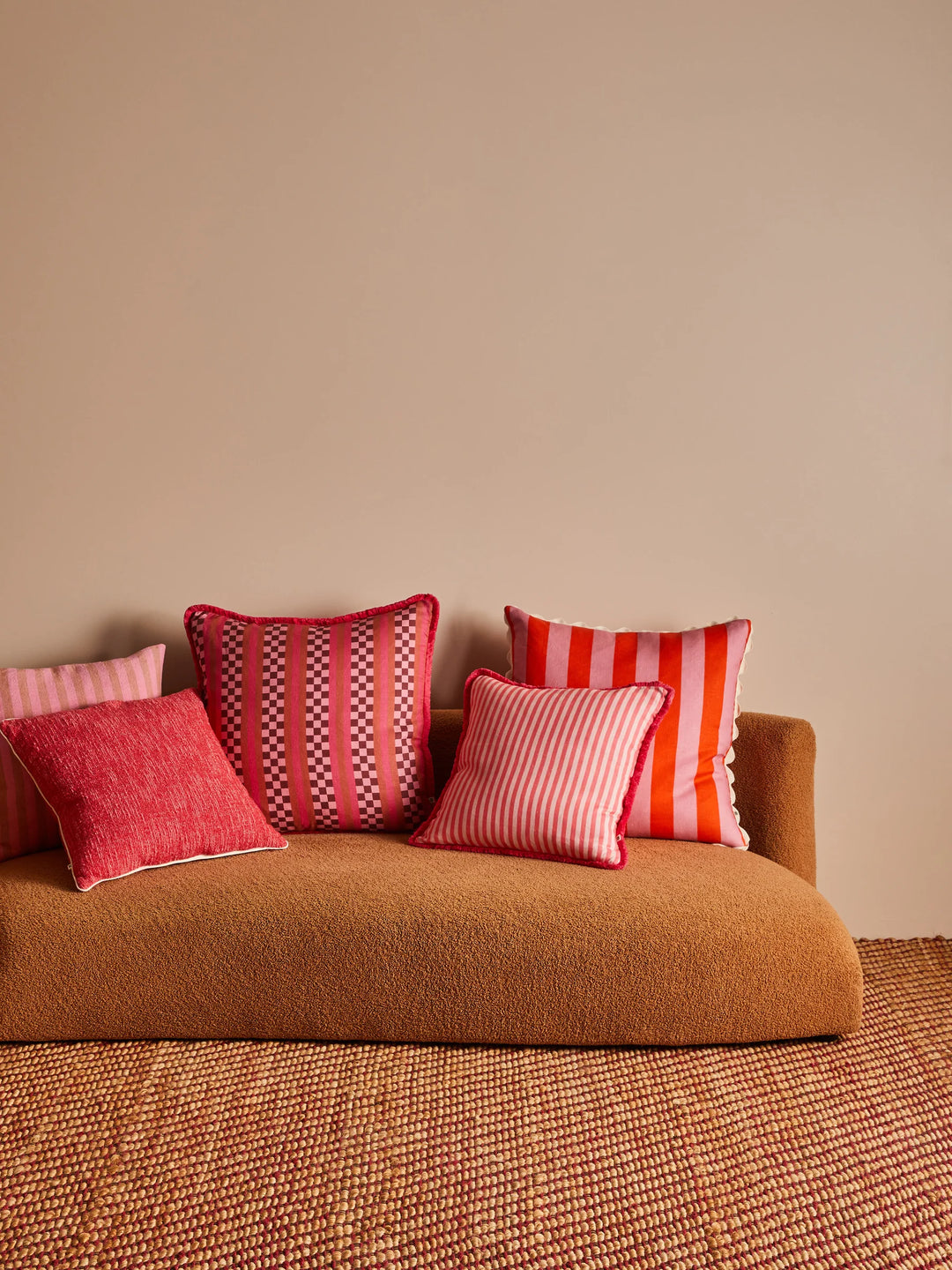 Bonnie & Neil Pinstripe Rose Linen Cushion 50cm