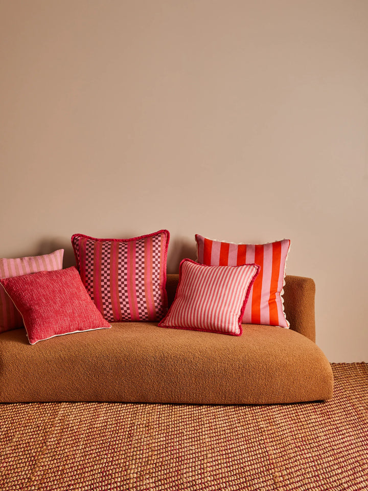 Bonnie & Neil Pinstripe Rose Linen Cushion 50cm