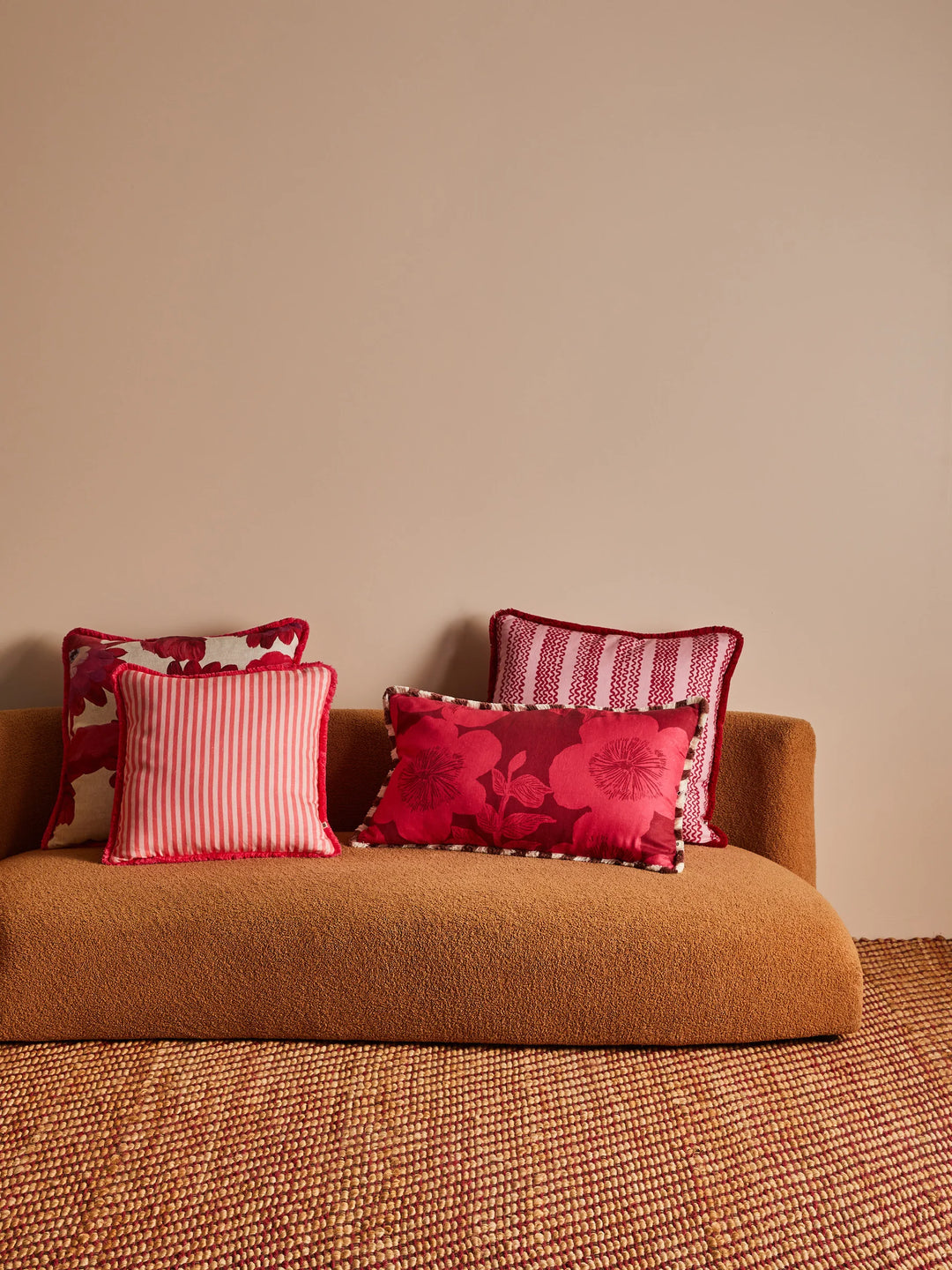 Bonnie & Neil Pinstripe Rose Linen Cushion 50cm