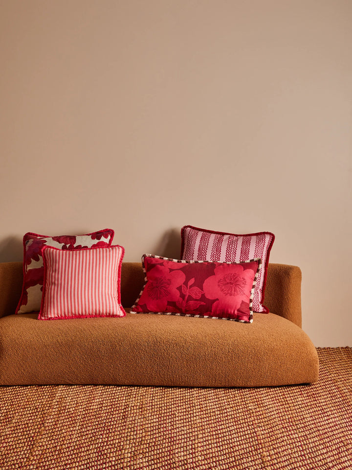 Bonnie & Neil Pinstripe Rose Linen Cushion 50cm