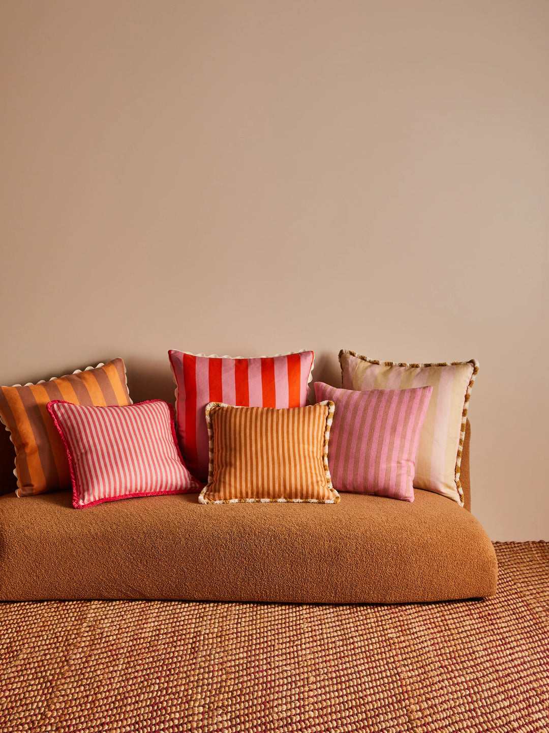 Bonnie & Neil Pinstripe Rose Linen Cushion 50cm