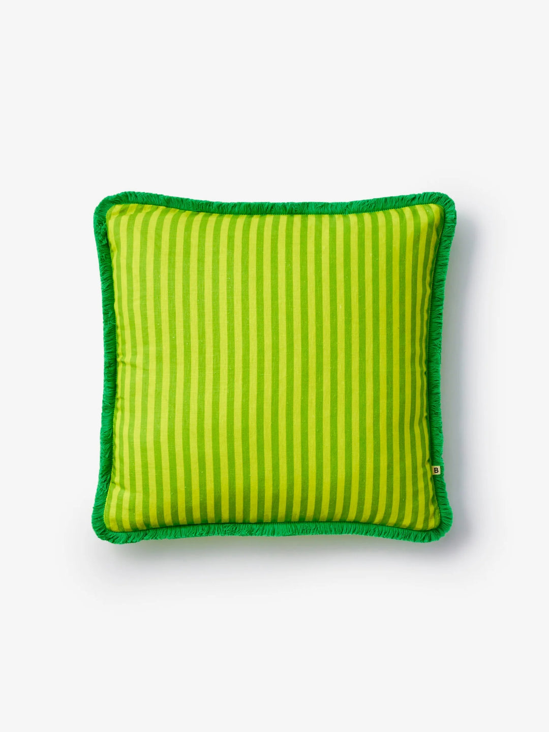Bonnie & Neil Pinstripe Lime Linen Cushion 50cm