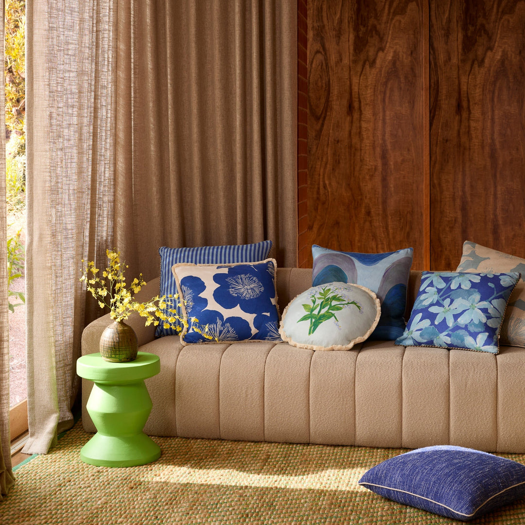 Bonnie & Neil Fonda Blue Linen Cushion 50cm
