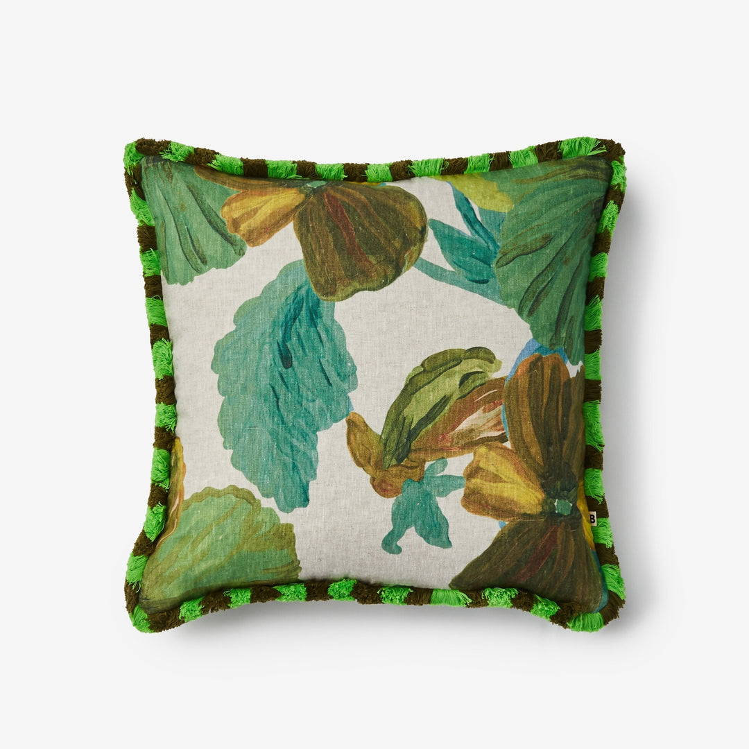 Bonnie & Neil Wild Pansy Verde Cushion 50cm
