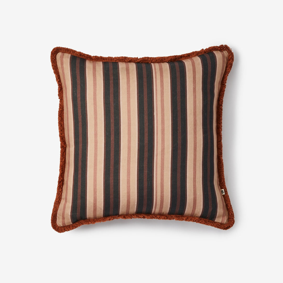 Bonnie & Neil Suiting Stripe Black Tan Cushion 50cm