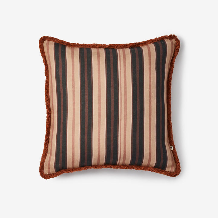 Bonnie & Neil Suiting Stripe Black Tan Cushion 50cm
