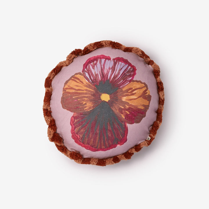 Bonnie & Neil Wild Pansy Lilac Round Cushion