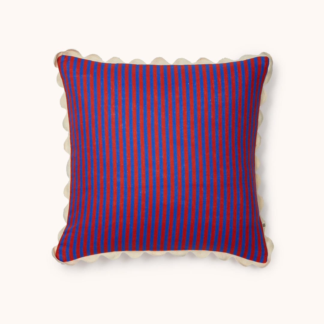 Bonnie & Neil Pinstripe Red Blue Cushion 50cm