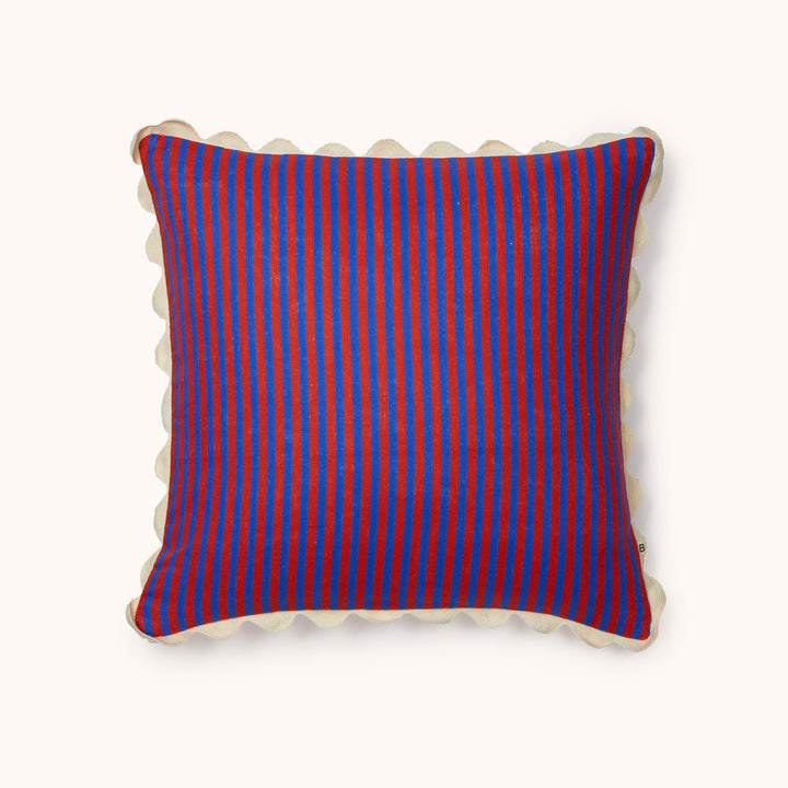 Bonnie & Neil Pinstripe Red Blue Cushion 50cm