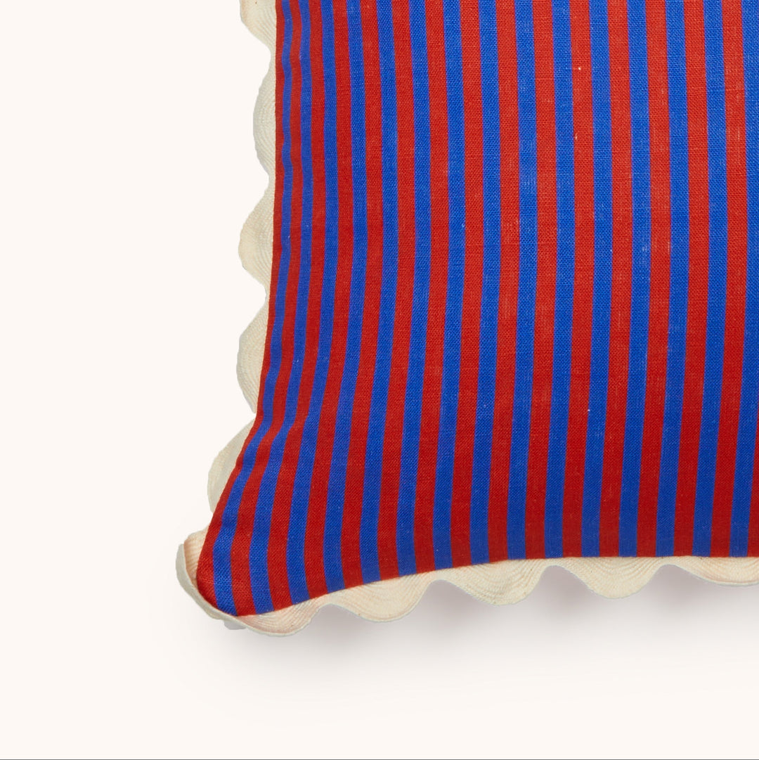 Bonnie & Neil Pinstripe Red Blue Cushion 50cm