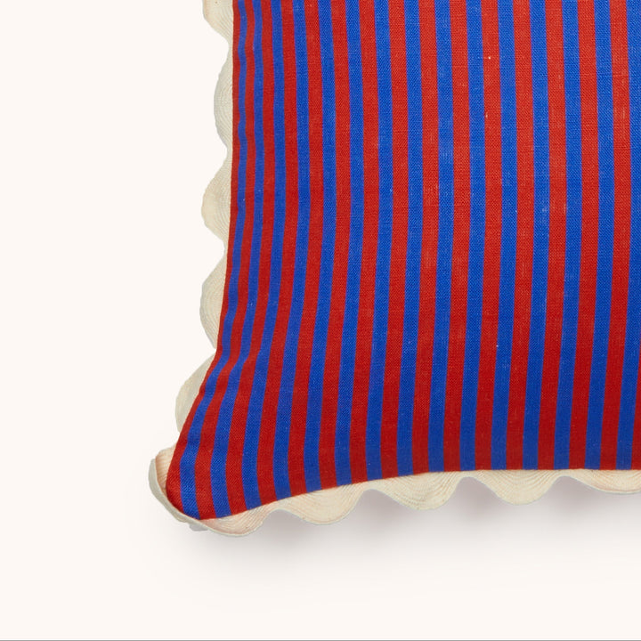 Bonnie & Neil Pinstripe Red Blue Cushion 50cm