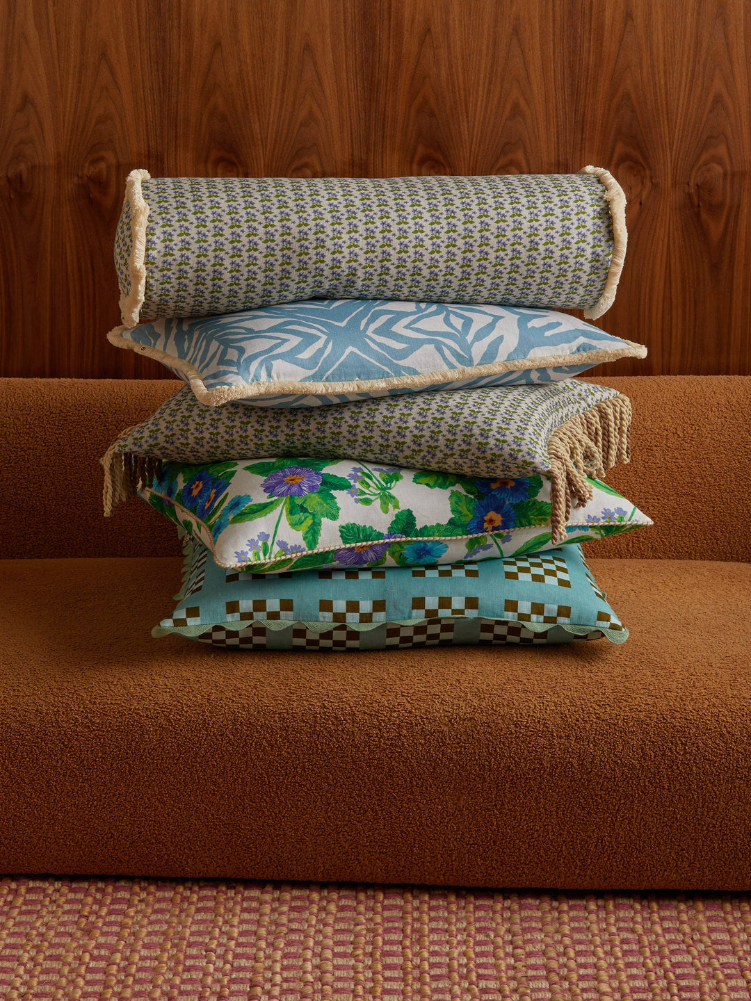 Bonnie & Neil Lattice Blue Cushion 60cm