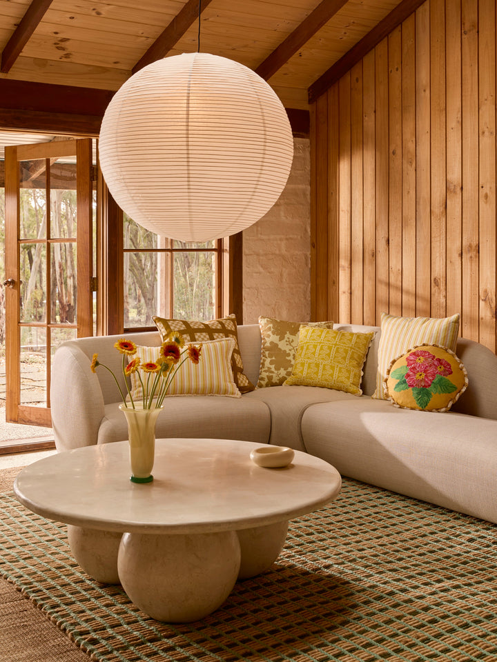 Bonnie & Neil Garden Stripe Yellow Cushion 60x40cm