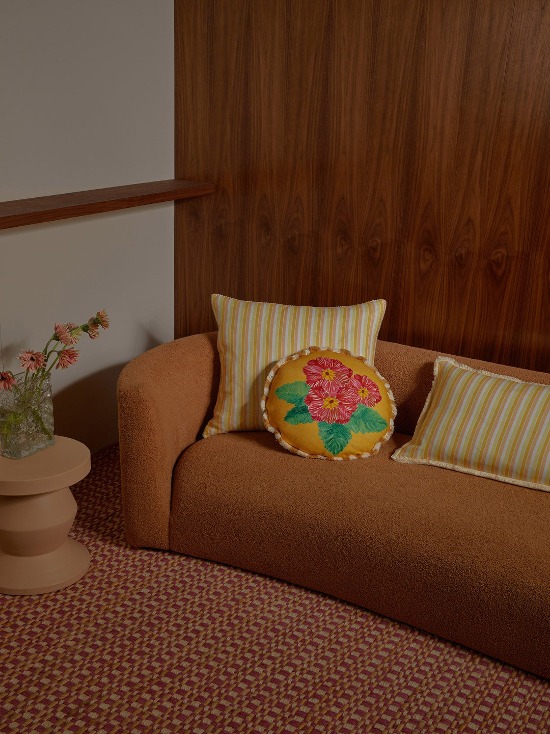 Bonnie & Neil Garden Stripe Yellow Cushion 60x40cm