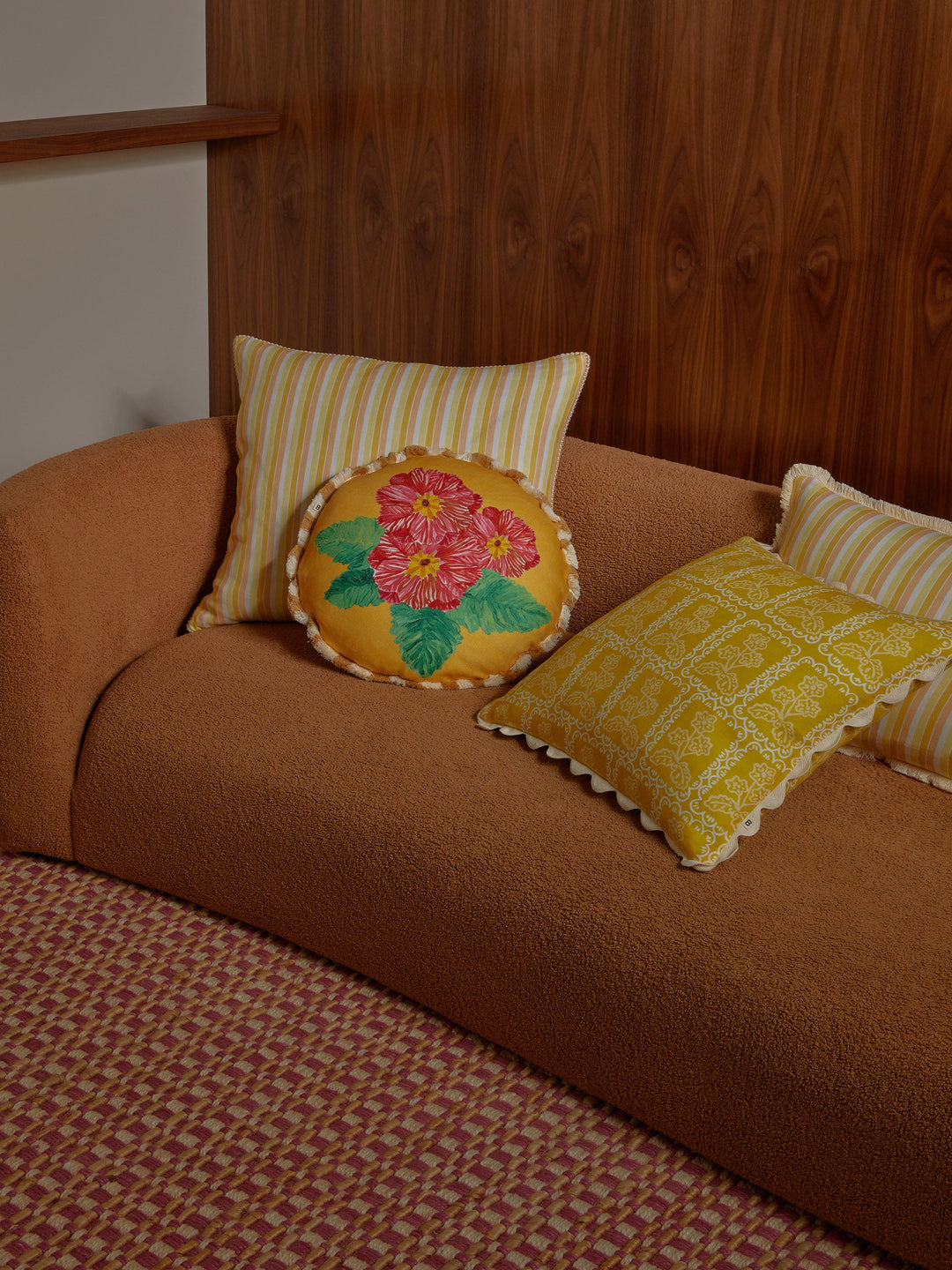 Bonnie & Neil Garden Stripe Yellow Cushion 60cm