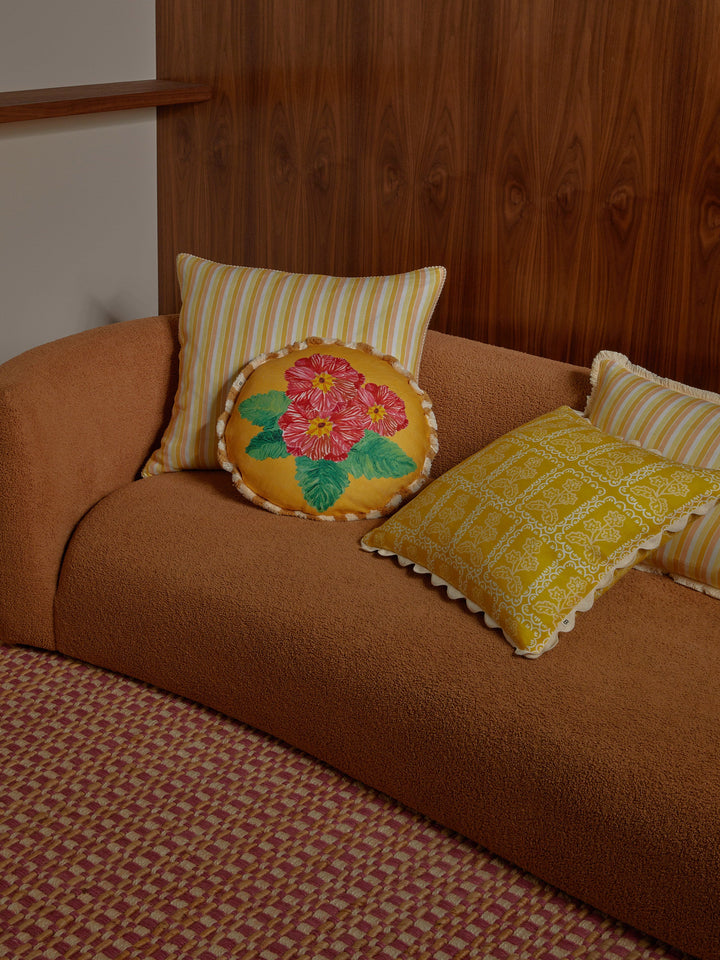 Bonnie & Neil Garden Stripe Yellow Cushion 60cm