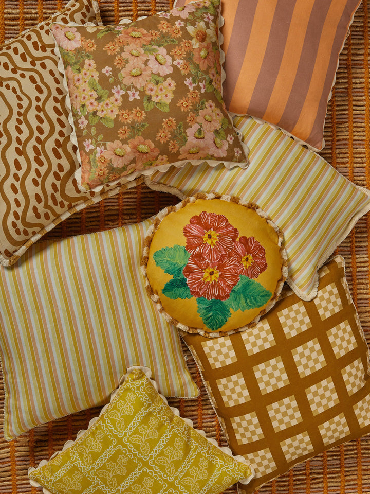 Bonnie & Neil Garden Stripe Yellow Cushion 60cm