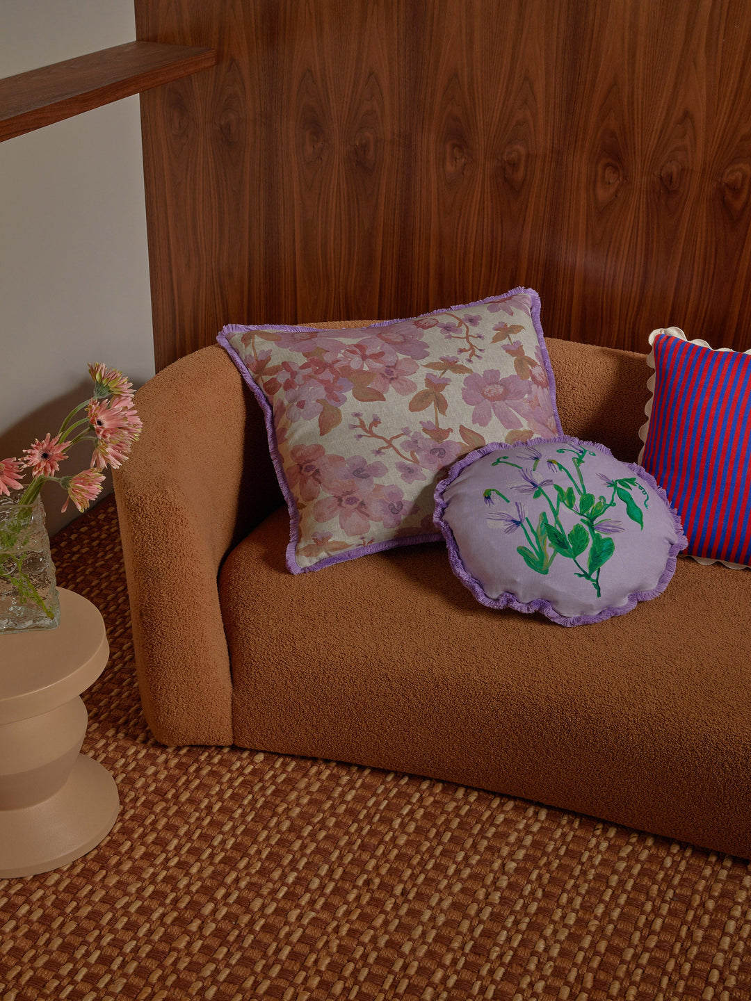 Bonnie & Neil Sweet Pea Lilac Round Cushion