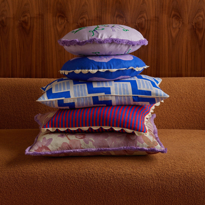 Bonnie & Neil Pinstripe Red Blue Cushion 50cm