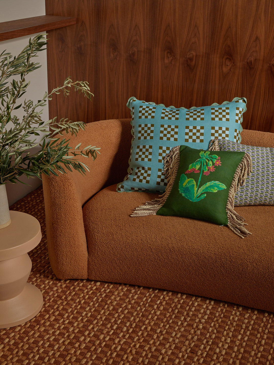 Bonnie & Neil Lattice Blue Cushion 60cm