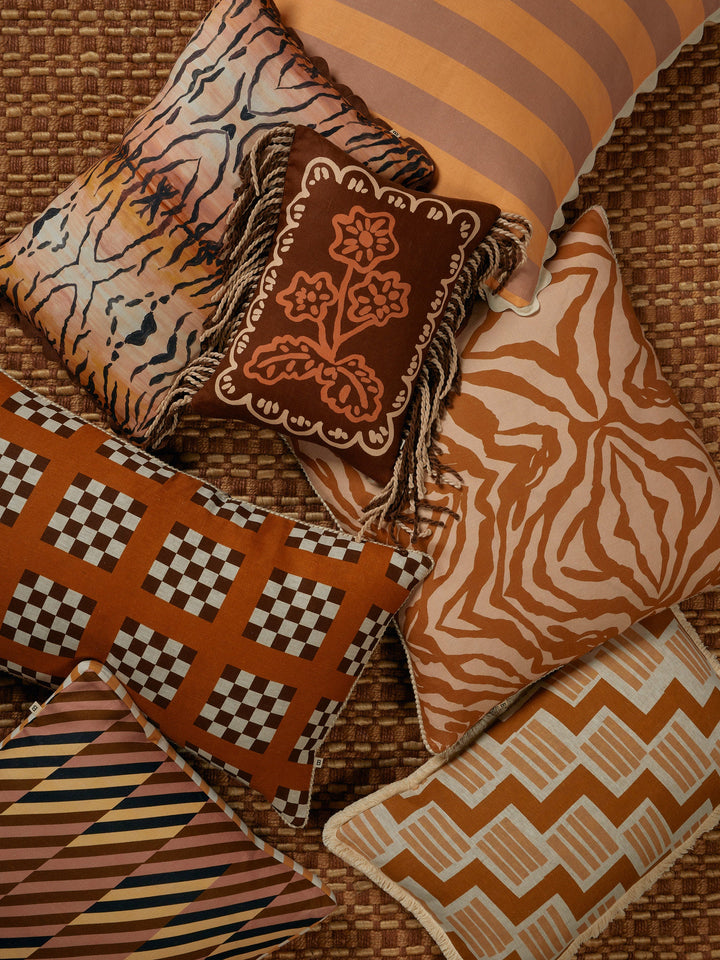 Bonnie & Neil Lattice Tan Cushion 75x45cm
